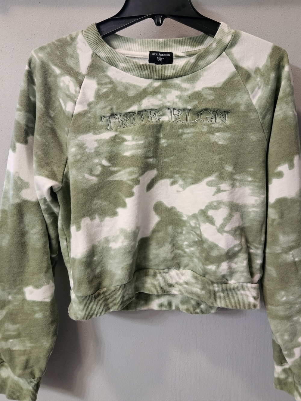True Religion Green Tie-Dye Cropped Sweatshirt